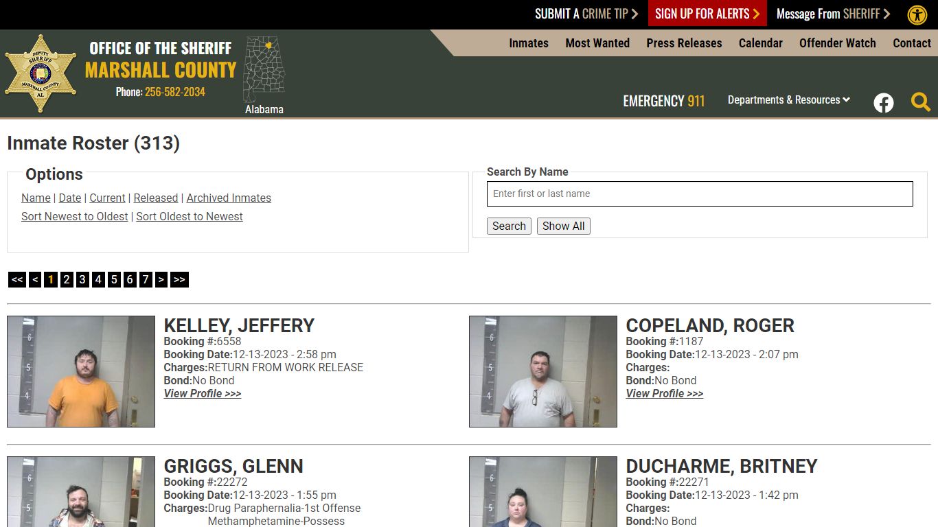 Inmate Roster (317) - Marshall County Sheriff's Office