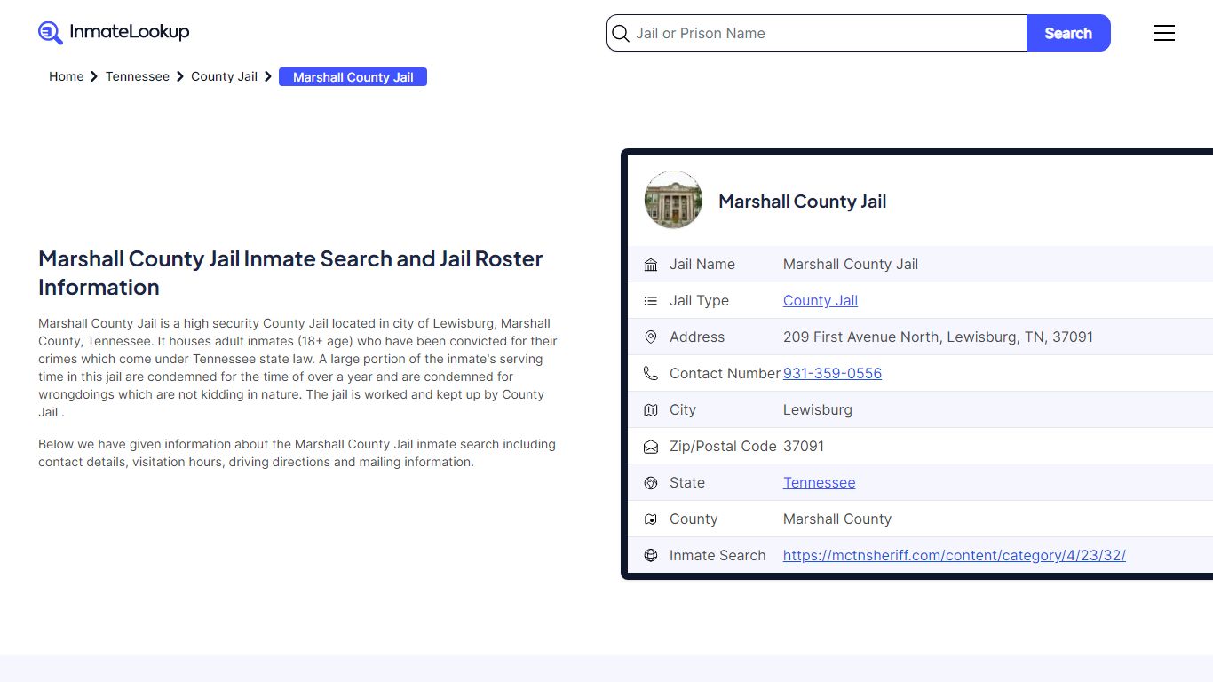 Marshall County Jail Inmate Search, Jail Roster, Bookings, Arrests ...